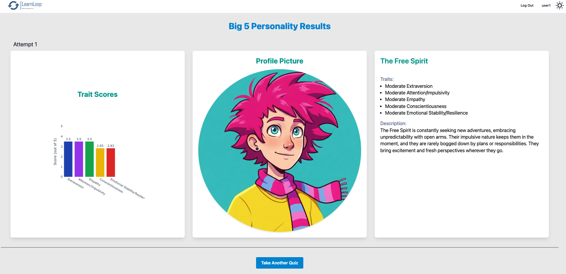 Screenshot of the interface